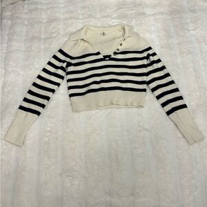 Striped Cream and Black Women's Sweater